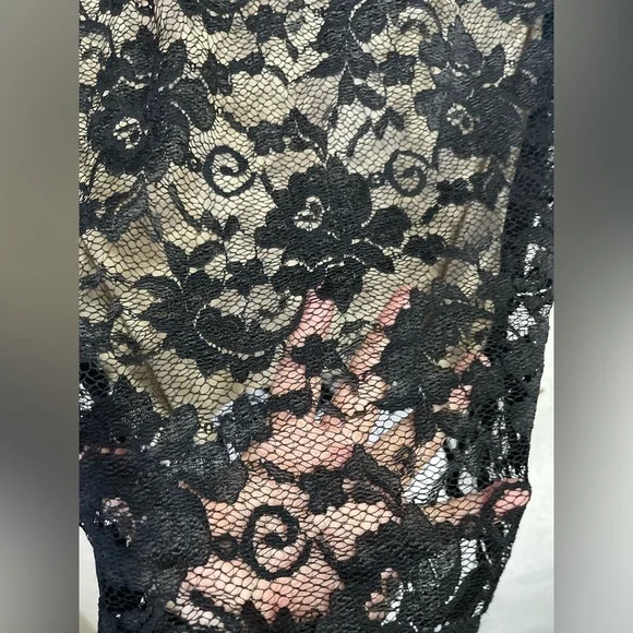 Love Stitch Lace Overlay Nude Lining Sleeveless Mini Dress Side Zipper Medium - Picture 9 of 12